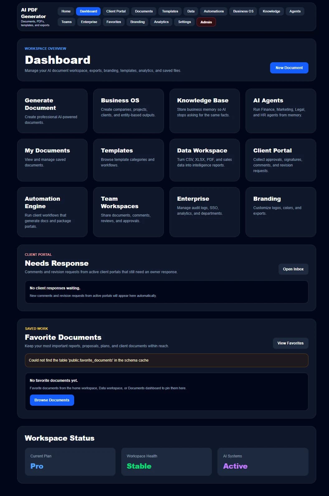 Nexo Doc OS Dashboard